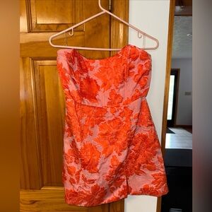 Floral Strapless Dress in Red and Pink Showpo Mini